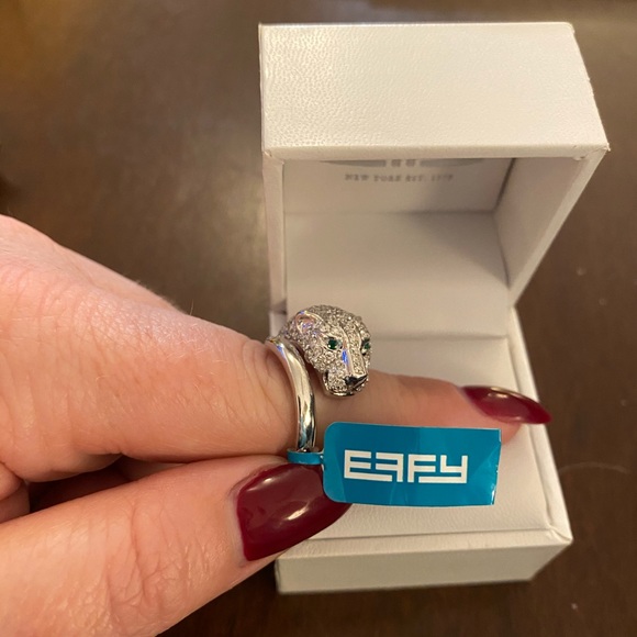 Effy Signature 14K White Gold Diamond Panther Ring - Picture 5 of 6